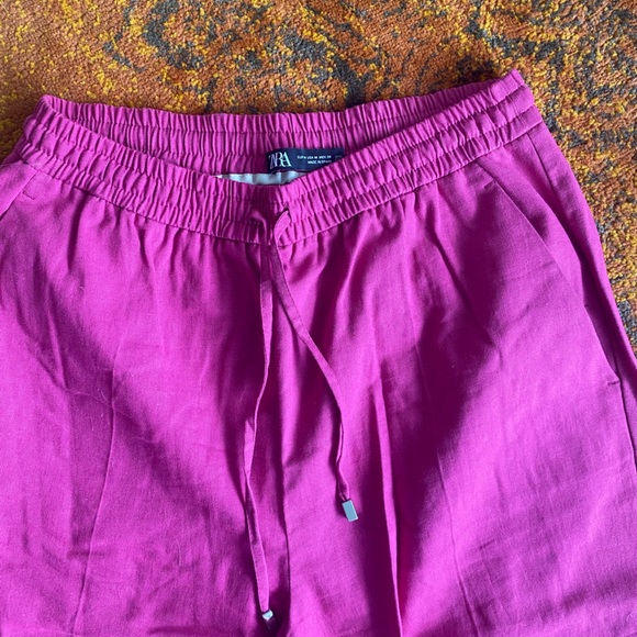 Zara Pink Linen Wide Leg Pants - Picture 3 of 5
